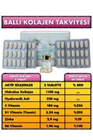 wilolix Honeyed Kolajen Cilt Bakım Kapsülü Hyalünorik Asit C Vitamini Çinko 60 Adet Tablet (tip1-2-3-4-5)