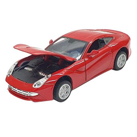 Ferrari - Çek Bırak Spor Araba Işıklı Sesli  - XL80138-28L Kırmızı