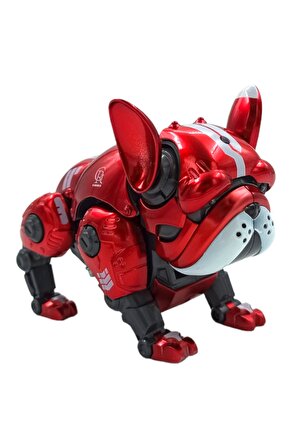 Havlayan, Işıklı ve Ayarlanabilir Oyuncak Robot Metal Köpek 12cm. Kırmızı