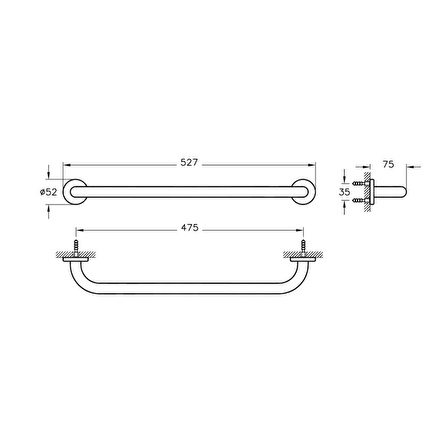 VitrA Arkitekta A44277 Uzun havluluk 475mm