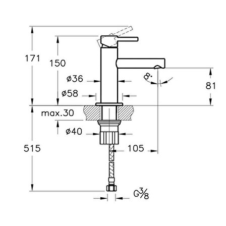 VitrA Origin A4255536 Kısa Lavabo Bataryası,Mat Siyah