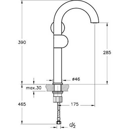 VitrA Liquid A4279139 Yüksek Lavabo Bataryası, Sağdan Kullanım, Parlak Siyah