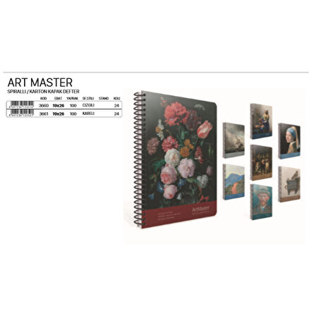 Gıpta Art Master Spiralli Karton Kapak 19x26 100 Yaprak Çizgili Defter