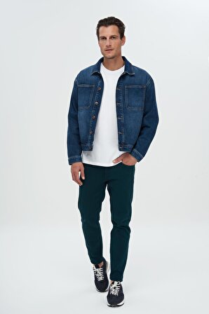 Finn Yeşil Regular Tapered Fermuarlı Jean Pantolon E 4407-013