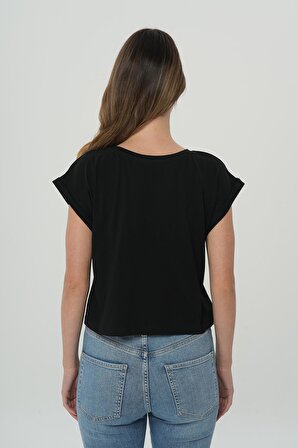 Siyah Oversize Kısa Kollu T-Shirt 56105-020