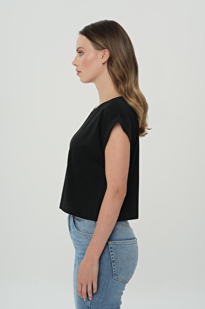 Siyah Oversize Kısa Kollu T-Shirt 56105-020