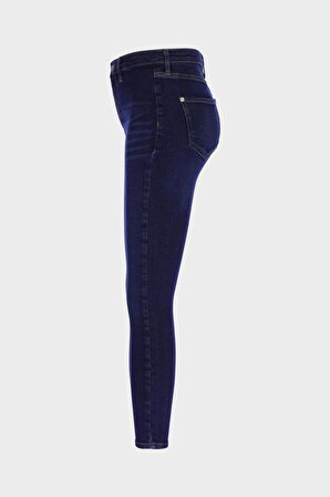 Judy Koyu Mavi Yüksek Bel Patı Fermuarlı Skinny Fit Jean Pantolon C 4521-229