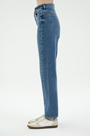 Orta Mavi Normal Bel Slim Patı Fermuarlı Jean Pantolon C 4934-007
