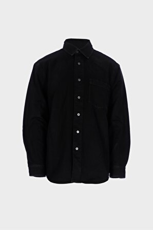 Erkek Siyah Düğmeli Regular Fit Jean Gömlek C 4553-103