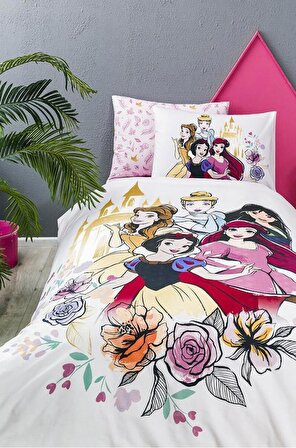 Özdilek Princess Rose Tek Kişilik Disney Lisanslı Lastikli Fitted Çarşaf Çocuk Nevresim Takımı