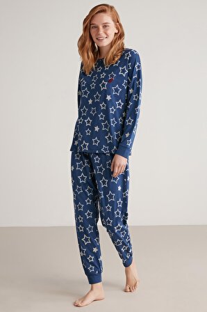 Yıldız desenli pijama takımı