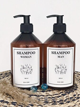 Amber Cam Görünümlü Plastik Sabunluk Banyo Kadın & Erkek Şampuan Şişe Seti 2li 500ml