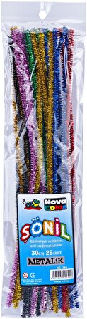 Nova Color 25'li 30cm Metalik Simli Şönil