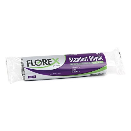 Florex Standart Büyük Boy Çöp Torbası 65x80 Cm 10'lu Rulo Siyah 5 Rulo (50 Adet)