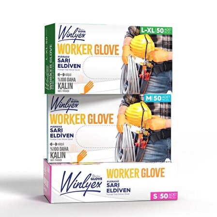Reflex Worker Glove Sarı Eldiven S Beden 50'Li