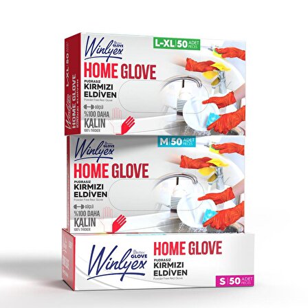 Reflex Home Glove Kırmızı Eldiven XL-L Beden 50 Li