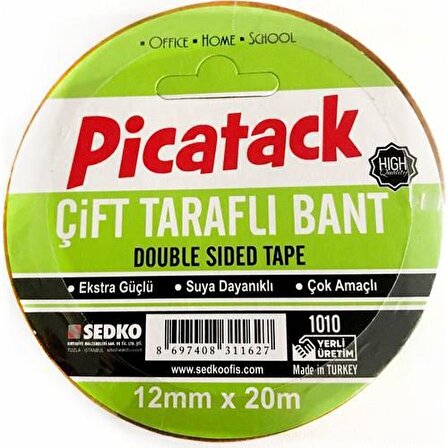 Picatack Çift Taraflı Bant 12 MM X 20 MT