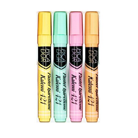 Picador Fosforlu Kalem Pastel Renkler 4 lü Paket (Sarı-Turuncu-Mavi-Pembe)