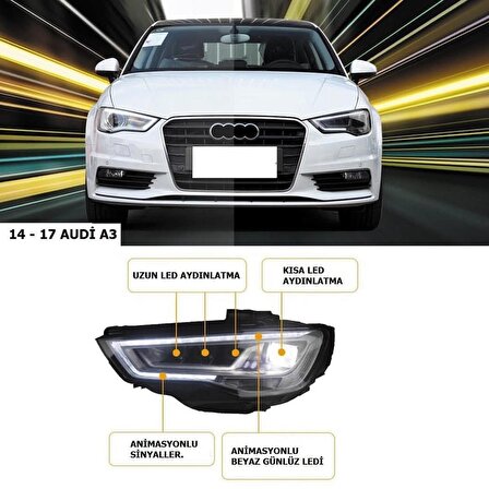 Audi a3 ön far lambası facelift model ledli 2013 / 2017 8v oem tak çalıştır