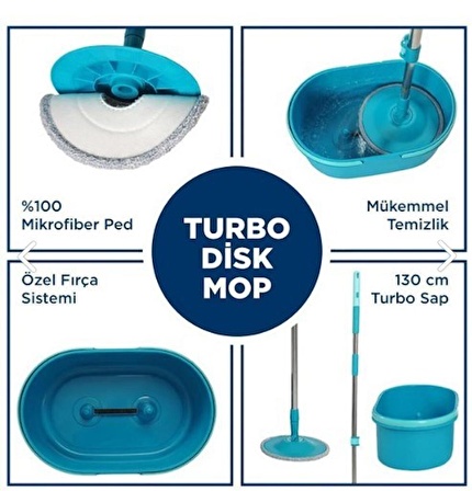 Technow Motek Islak Kuru Su Sıçrama Önleyicili Turbo Disk Mop Set