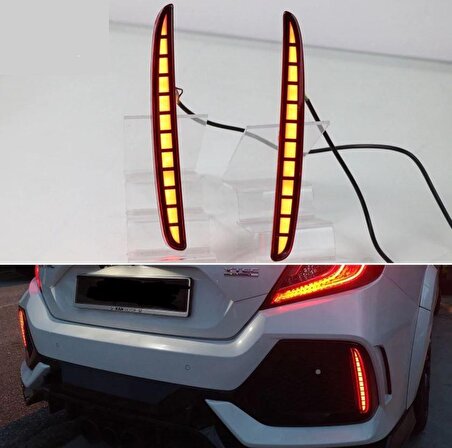 Honda civic fc5 için uygundur typer arka sis lambası kırmızı led 2016+ reflektör led