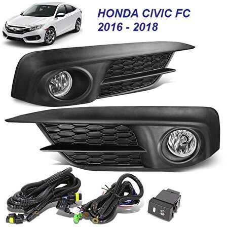 Honda civic fc5 uyumlu sis lambası farı çerçeveli 2016 / 2019