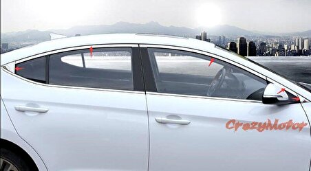 Hyundai elantra cam çerçevesi kenar çıtası krom 2016 / 2019 10 parça