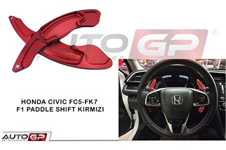 Honda civic fc5 uyumlu direksiyon f1 vites kulakçık paddle shift knob kırmızı