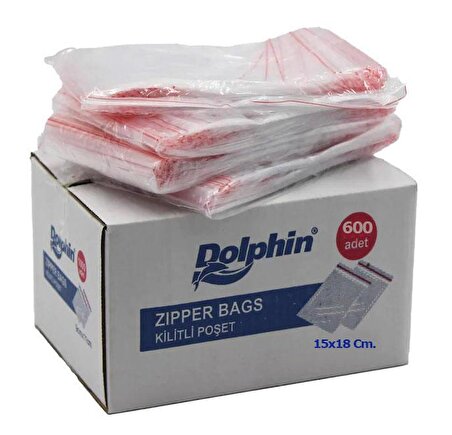 Dolphin Kilitli Şeffaf Buzdolabı Kilitli Saklama Poşeti Torba - 15x18 Cm. - 600 Adetlik Kutu