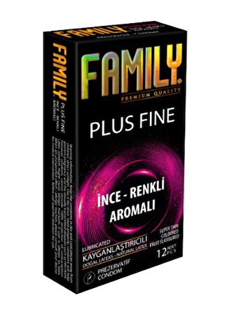 Family Plus Fine İnce Renkli Aromalı Prezervatif 12'li 8697417441049