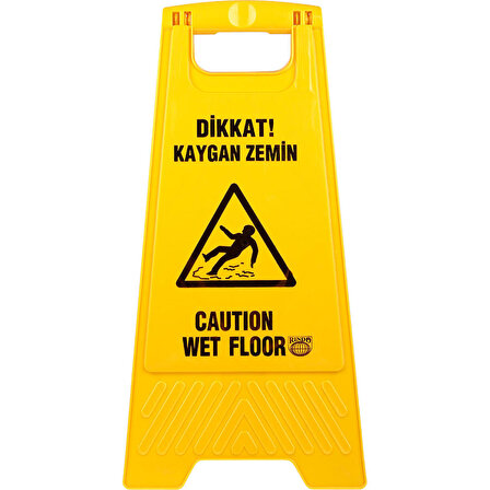 İş Güvenliği Dikkat Islak Kaygan Zemin Uyarı ve Yönlendirme Levhası Tabelası -Sarı-33x63 Cm-Kaliteli