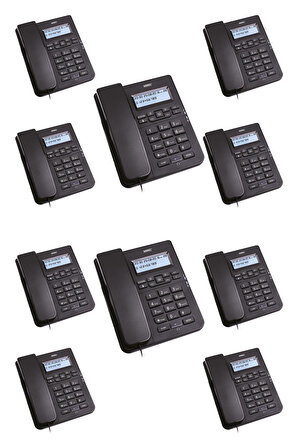Karel TM145 Kablolu Ekranlı Masaüstü Telefon 10'lu Fırsat Paketi Siyah
