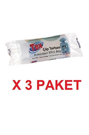 Mini Boy Çöp Torbası 40x47 Cm 40'lı Rulo 3 Paket