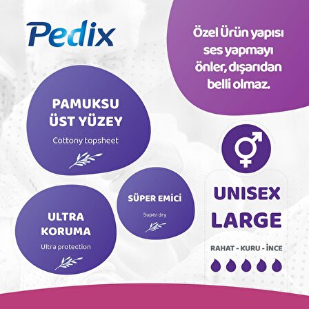 PEDİX MESANE PEDİ UNISEX BÜYÜK BOY LARGE (L) 10 ADET