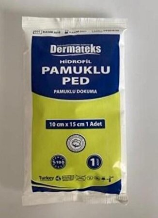 DERMATEKS PAMUKLU PED DÜZ 10 CM X 15 CM