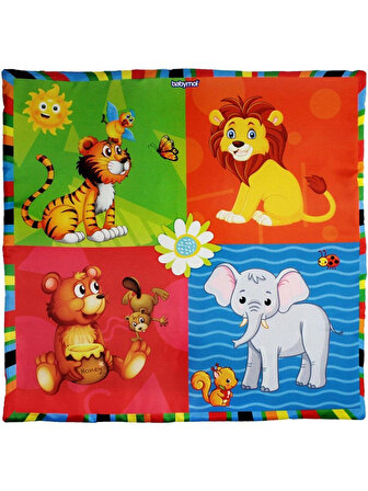Babymol Neşeli Hayvanlar Oyuncaklı Oyun Minderi 75x75 cm Karışık Renkli