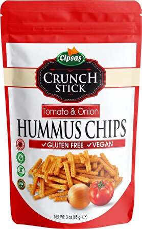 Cipsaş Crunch Stick Domates ve Soğan Aromalı Vegan Glütensiz Fırınlanmış Nohut Cipsi (Hummus Chips)