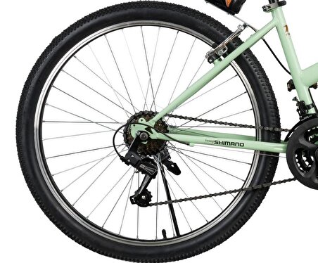 Trendbisiklet Retro Classic 24 Jant 18 Vites SHIMANO, Kadın Bisikleti Mint Yeşili-Kahve