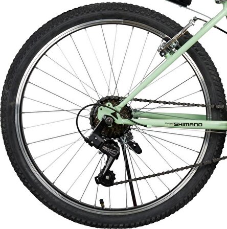 Trendbisiklet Retro Classic 26 Jant 21 Vites SHIMANO, Kadın Bisikleti Mint Yeşili-Kahve