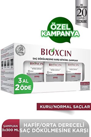 Bioxcin Klasik Kuru ve Normal Saçlar için Şampuan 3 x 300 Ml (3 Al 2 Öde)