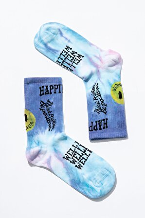 Smile - Dye Unisex Batik Desenli Dikişsiz Tenis Çorap - Wellbeing
