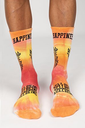 Smile - Dye Unisex Batik Desenli Dikişsiz Tenis Çorap - Be Positive