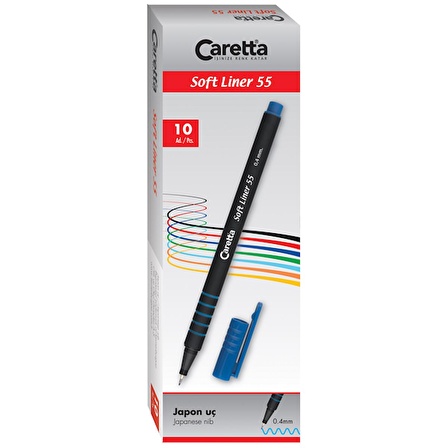 Caretta Softliner Keçeli Kalem 0.4 Mm Mavi 10 Lu 55/07