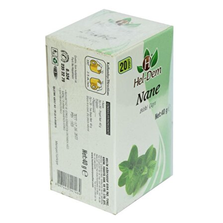 Hel-Dem Naneli Organik Bardak Poşet Bitki Çayı 40 gr 20'li 