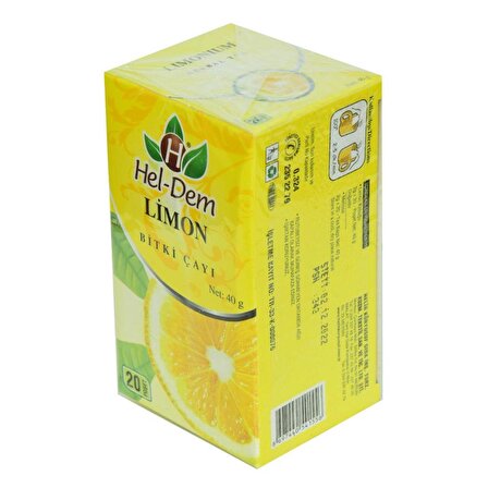 Hel-Dem Limonlu Organik Bardak Poşet Bitki Çayı 40 gr 20'li 