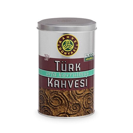 Kahve Dünyası Sade Orta Kavrulmuş Öğütülmüş Türk Kahvesi Teneke Kutu 250 gr 