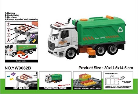 Sesli Işıklı LEGO UYUMLU Çöp Kamyonu Sök Tak Temizlik Arabası