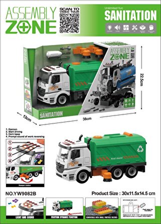 Sesli Işıklı LEGO UYUMLU Çöp Kamyonu Sök Tak Temizlik Arabası