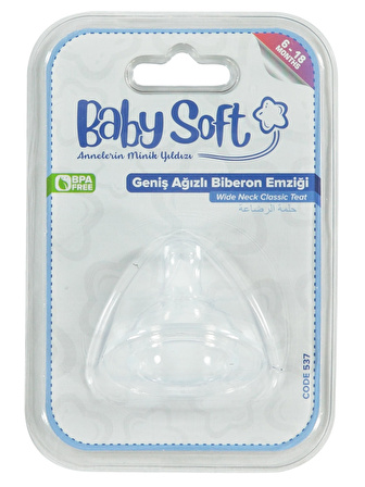 Baby Soft Geniş Ağızlı Biberon Emziği No:2 Şeffaf