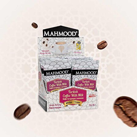 Mahmood Coffee Sütlü Şekerli Hazır Türk Kahvesi 12 Adet X 25 gr